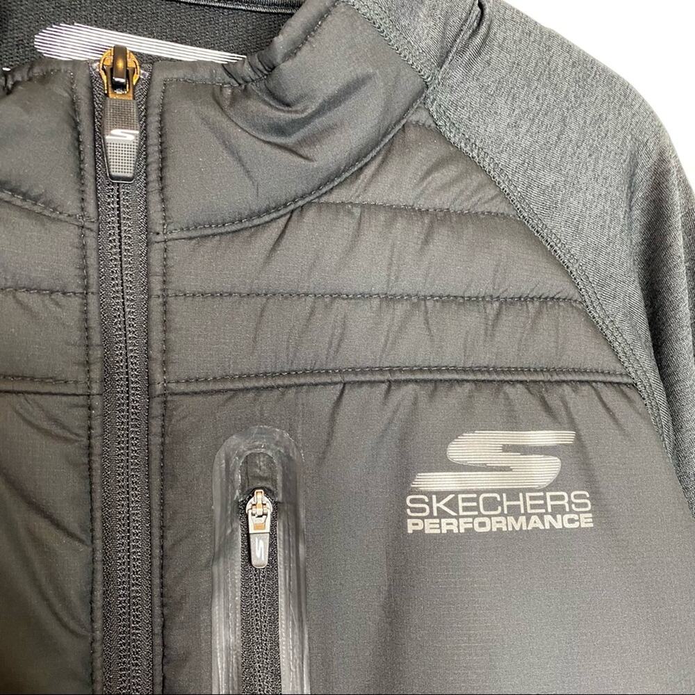 SKECHERS PERFORMANCE Men’s Quilted Puffer Front Zip Up Jacket Black Size Large - Picture 4 of 8